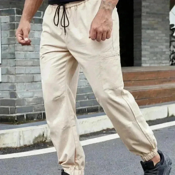 Casual Men's Cargo Pants w/Patched Pockets & Draws - Picture 2 of 6